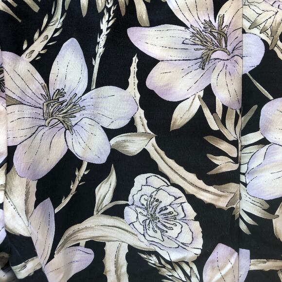 Dana Buchman 100% Silk Floral Jacket Size 8 Black White Snap Closure - Picture 12 of 16